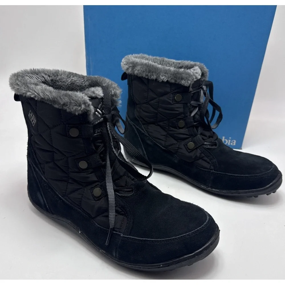 Columbia Minx Shorty Black Waterproof Omni-Heat Winter Boots Women's 8.5